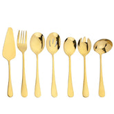 7Pcs Stainless Steel Gold Dinnerware Set