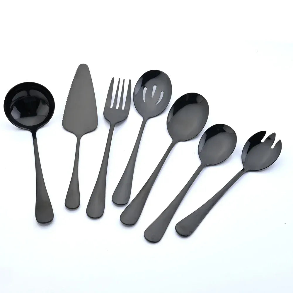 7Pcs Stainless Steel Gold Dinnerware Set