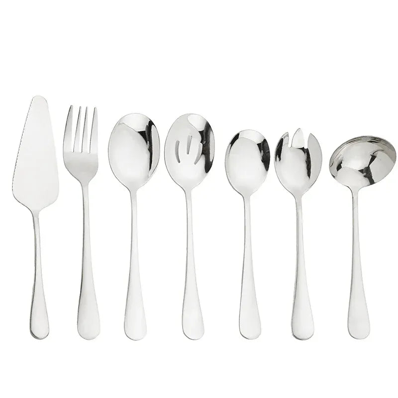7Pcs Stainless Steel Gold Dinnerware Set 14:193#Silver 7Pcs