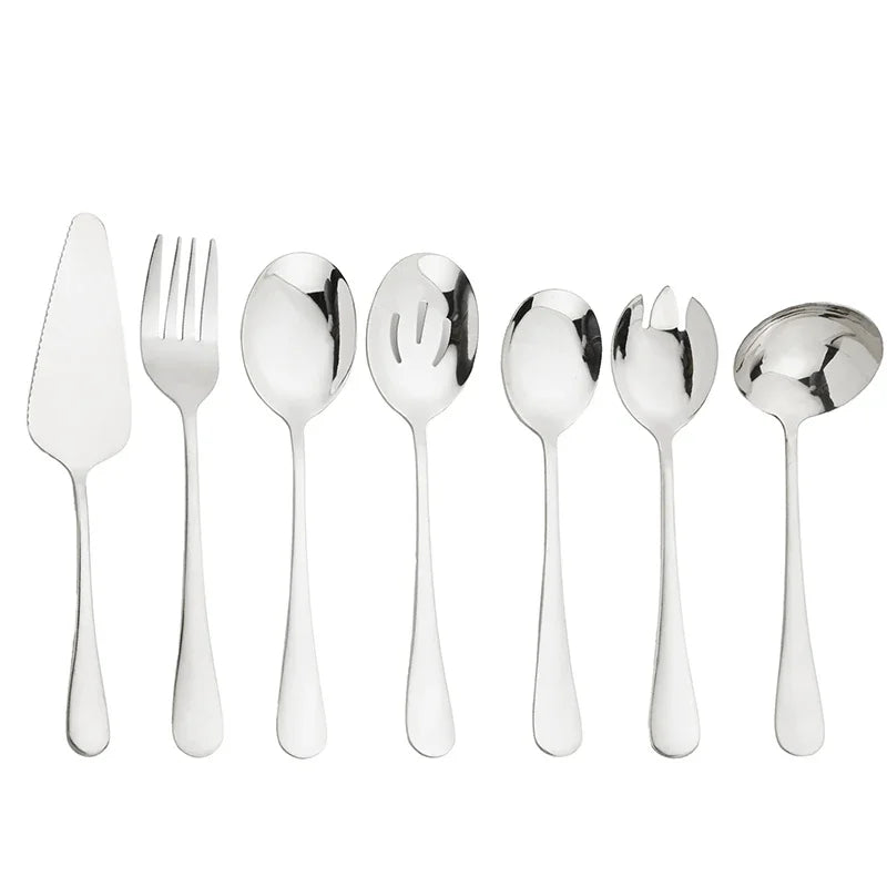 7Pcs Stainless Steel Gold Dinnerware Set