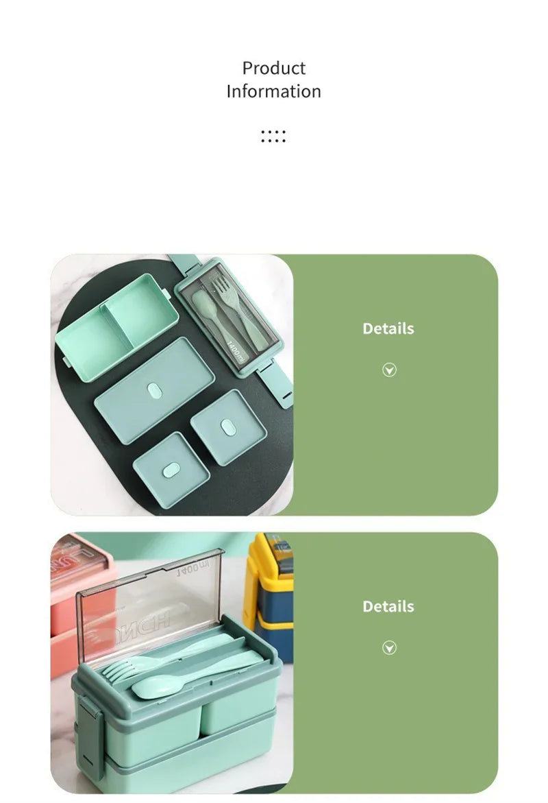 Double Layered Lunch Box With Cutlery Set