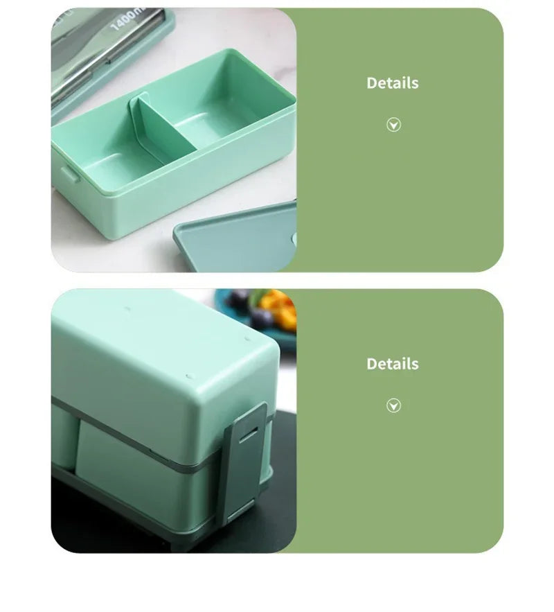 Double Layered Lunch Box With Cutlery Set