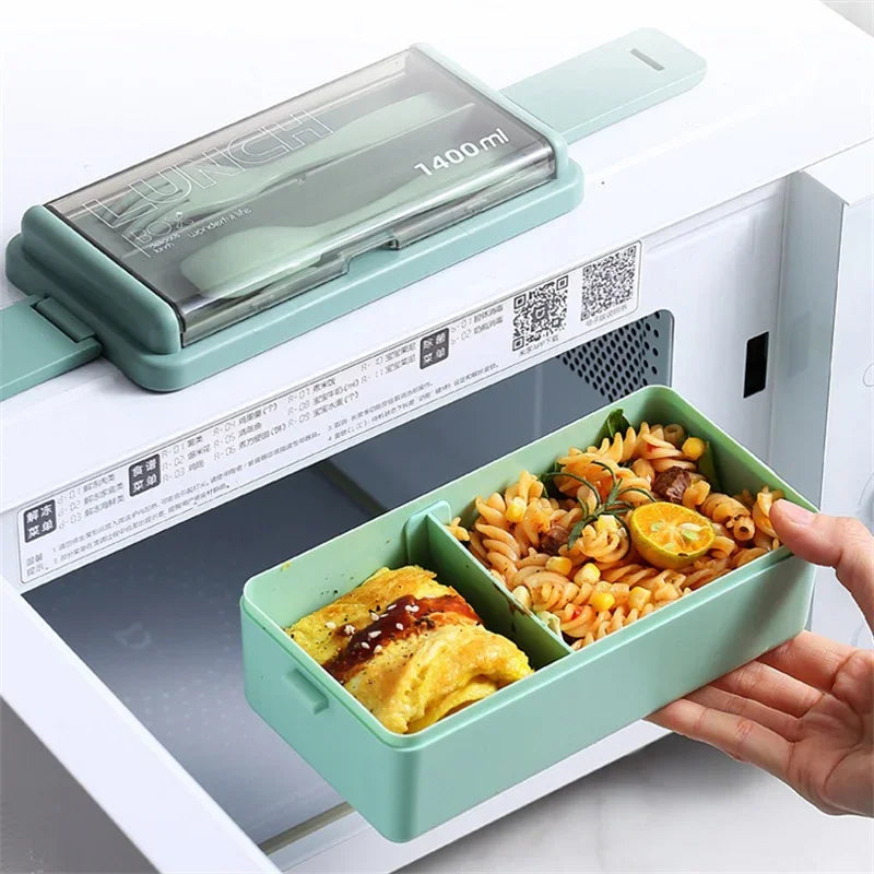 Double Layered Lunch Box With Cutlery Set