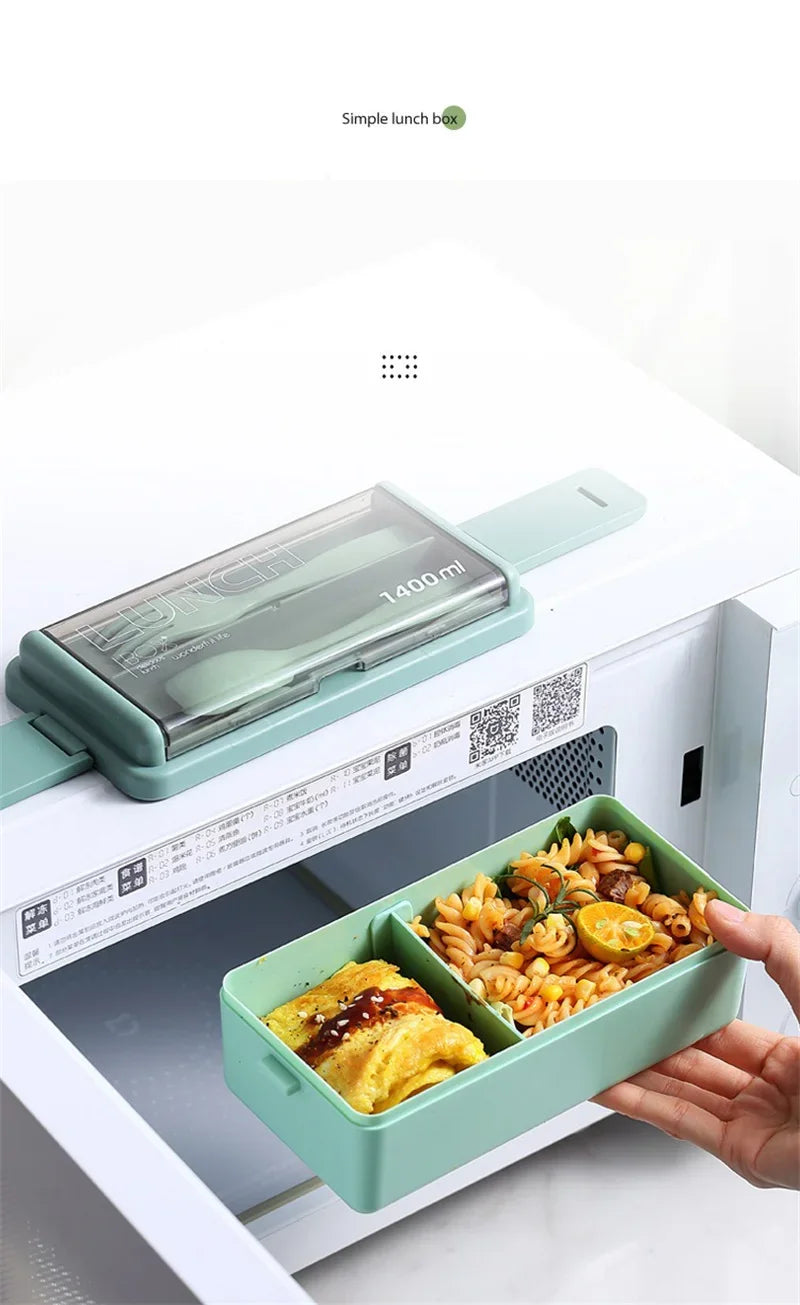 Double Layered Lunch Box With Cutlery Set