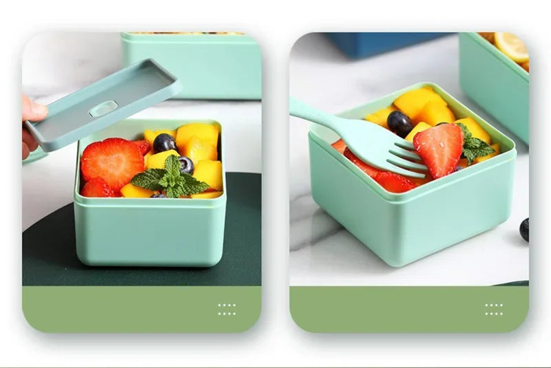 Double Layered Lunch Box With Cutlery Set