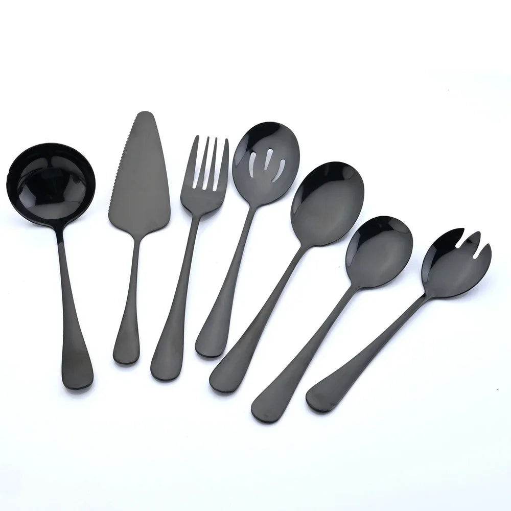 7Pcs Stainless Steel Gold Dinnerware Set
