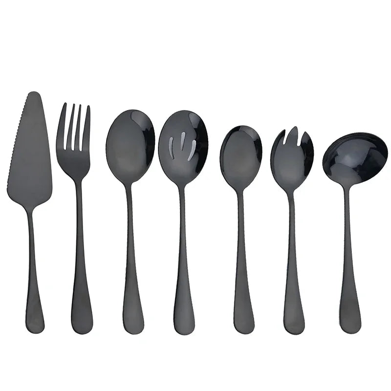 7Pcs Stainless Steel Gold Dinnerware Set