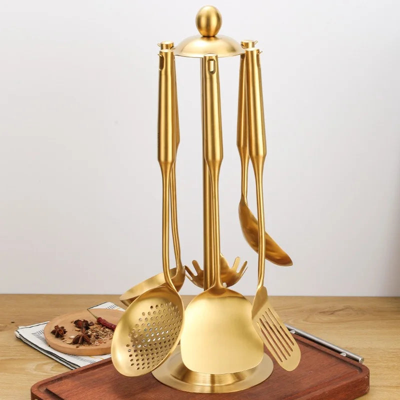 Golden Stainless Steel Kitchen Utensils Set