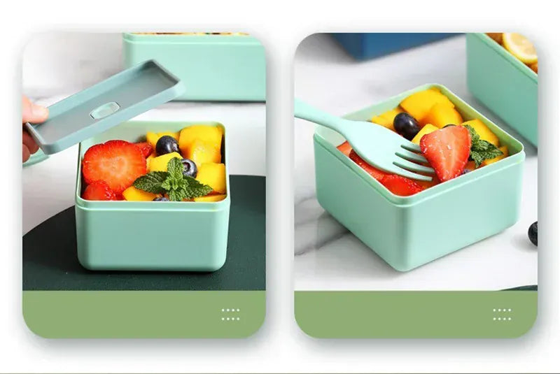 Double Layered Lunch Box With Cutlery Set