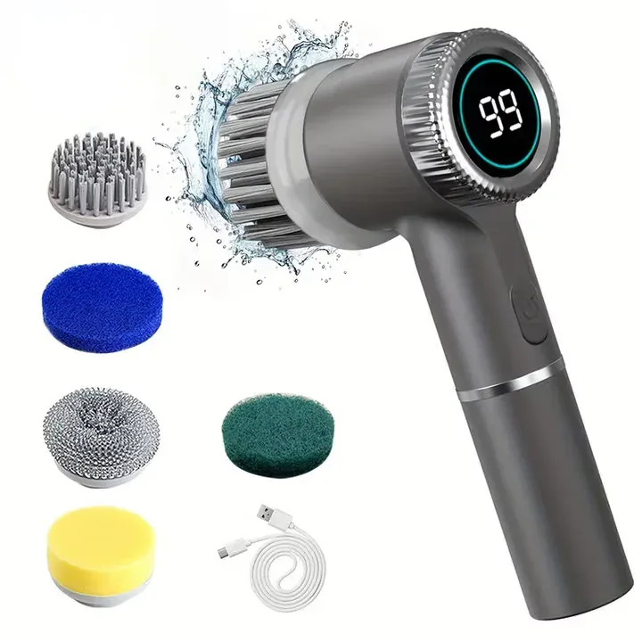 Electric Handheld Dish Cleaning Brush 14:29#Grey