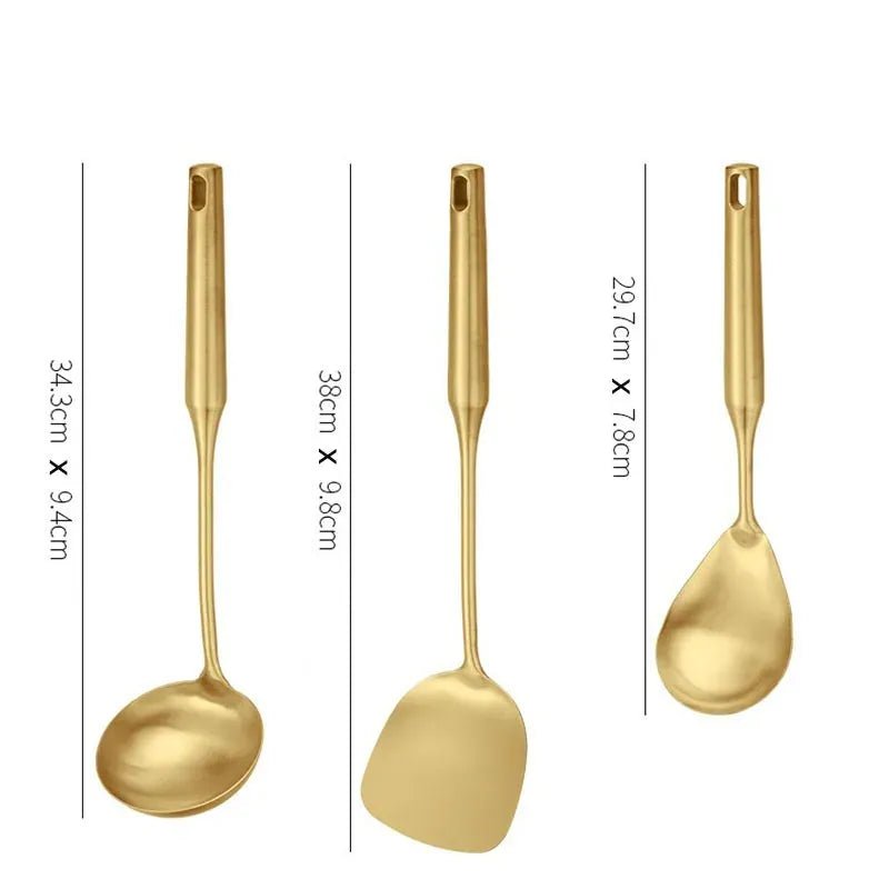 Golden Stainless Steel Kitchen Utensils Set