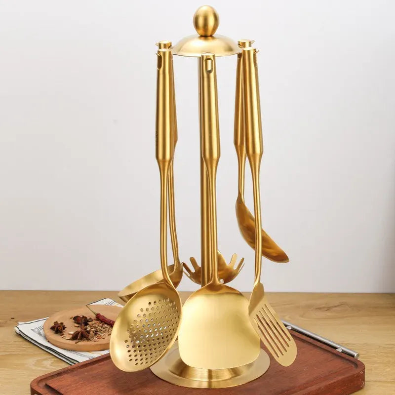 Golden Stainless Steel Kitchen Utensils Set