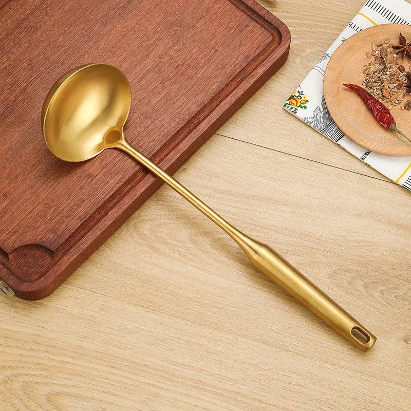 Golden Stainless Steel Kitchen Utensils Set 14:10#1pc Soup Spoon