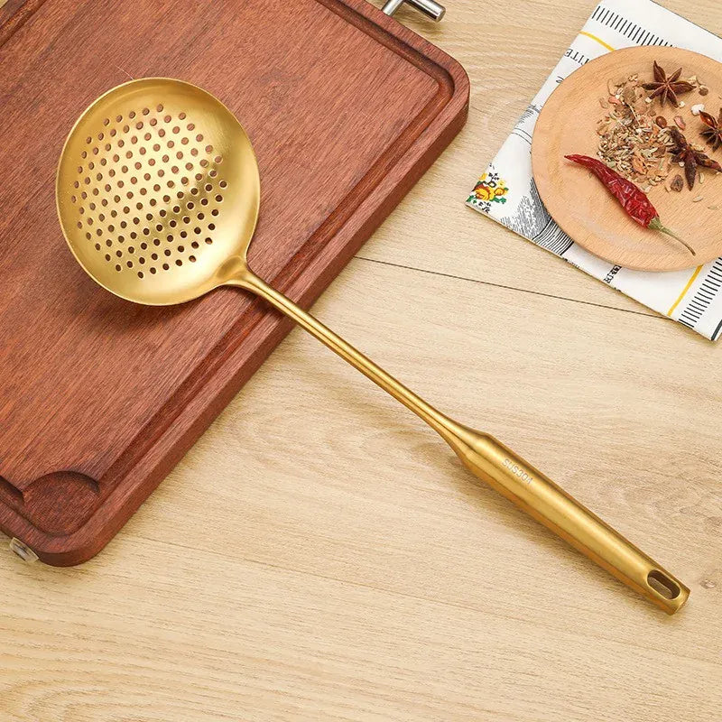 Golden Stainless Steel Kitchen Utensils Set 14:1052#1pc Soup Colander