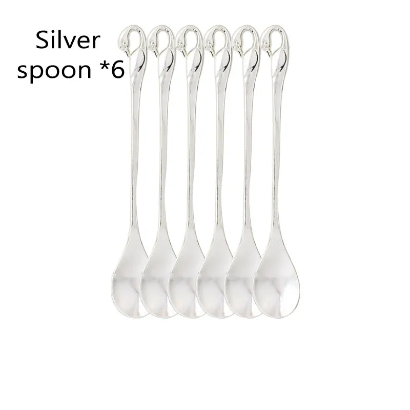 Golden Swan Base Utensil Holder 14:29#sliver spoon