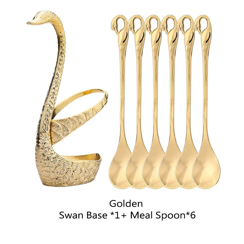 Golden Swan Base Utensil Holder 14:350852#gold set-6spoon