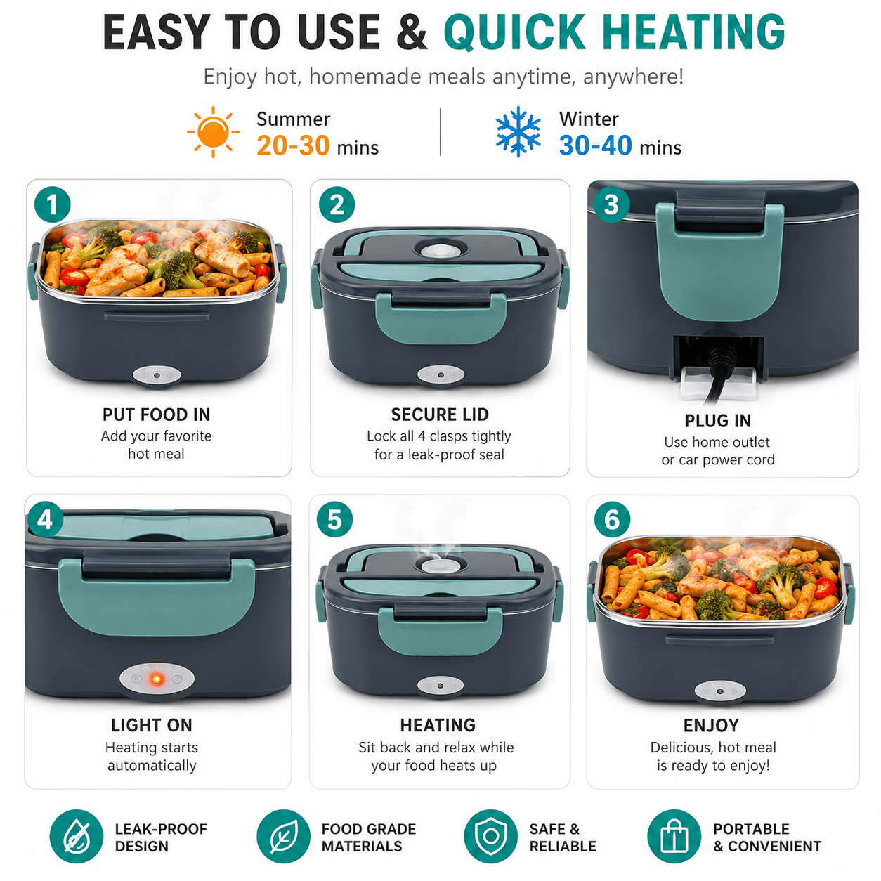 Portable Electric Lunch Box Food Warmer
