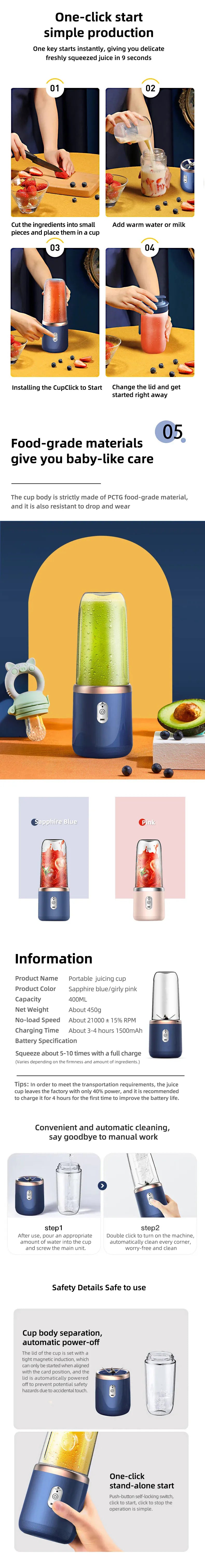 Portable USB Powered Electric Food Juicer