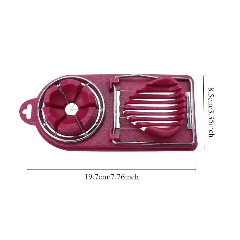 Stainless Steel Boiled Egg Slicer 14:193#1PC- Red